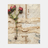 Liebe Vintager Dokumente mit Blume (2) Fleecedecke (Vorderseite)