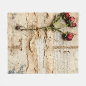 Liebe Vintager Dokumente mit Blume (2) Fleecedecke (Vorderseite (Horizontal))