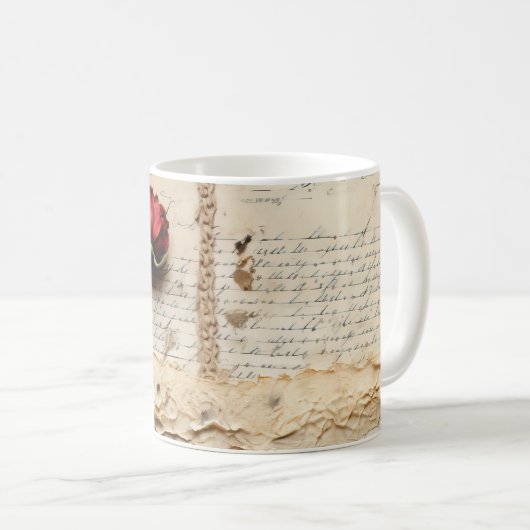 Liebe Vintager Dokumente mit Blume (2) Kaffeetasse (VorderseiteRechts)