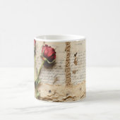 Liebe Vintager Dokumente mit Blume (2) Kaffeetasse (Mittel)