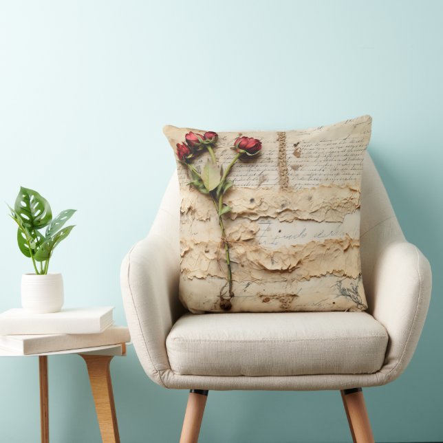 Liebe Vintager Dokumente mit Blume (2) Kissen (Stuhl )