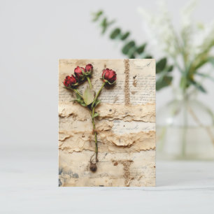 Liebe Vintager Dokumente mit Blume (2) Postkarte