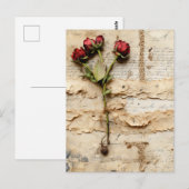 Liebe Vintager Dokumente mit Blume (2) Postkarte (Vorne/Hinten)