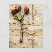 Liebe Vintager Dokumente mit Blume (2) Postkarte (Vorderseite)