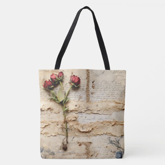 Liebe Vintager Dokumente mit Blume (2) Tasche (Vorderseite)