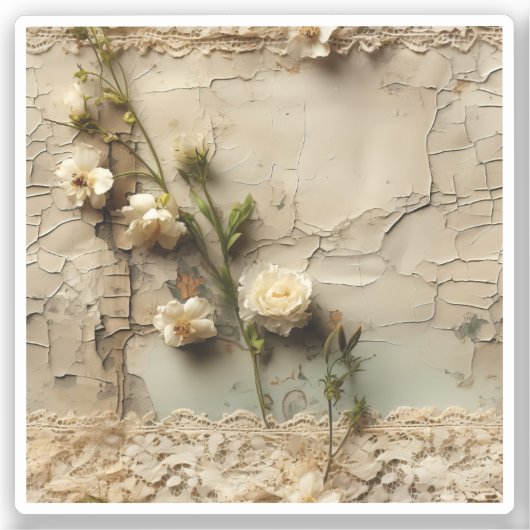 Liebe Vintager Dokumente mit Blume (3) Aufkleber (Vorderseite)