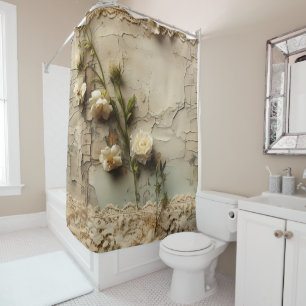 Liebe Vintager Dokumente mit Blume (3) Duschvorhang