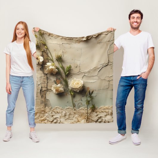 Liebe Vintager Dokumente mit Blume (3) Fleecedecke (Beispiel)
