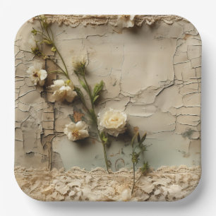 Liebe Vintager Dokumente mit Blume (3) Pappteller