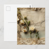 Liebe Vintager Dokumente mit Blume (3) Postkarte (Vorne/Hinten)