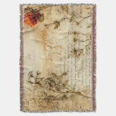 Liebe Vintager Dokumente mit Blume (5) Decke (Vorderseite Vertikal)