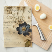 Liebe Vintager Dokumente mit Blume (5) Geschirrtuch (Viertel Falte)