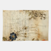 Liebe Vintager Dokumente mit Blume (5) Geschirrtuch (Horizontal)