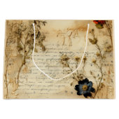 Liebe Vintager Dokumente mit Blume (5) Große Geschenktüte (Vorderseite)