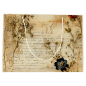 Liebe Vintager Dokumente mit Blume (5) Große Geschenktüte (Rückseite)