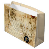 Liebe Vintager Dokumente mit Blume (5) Große Geschenktüte (Rückseite Schrägansicht)