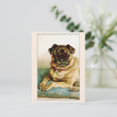 Liebe Vintager Mops Postkarte (Stehend Vorderseite)