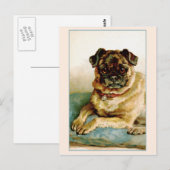 Liebe Vintager Mops Postkarte (Vorne/Hinten)