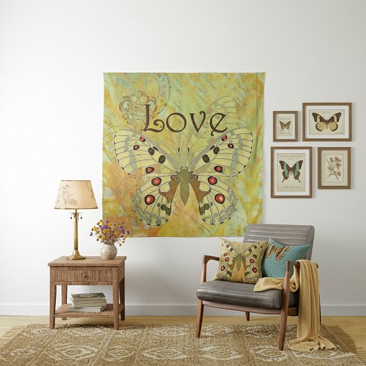 Liebe Vintager Schmetterling Wandteppich