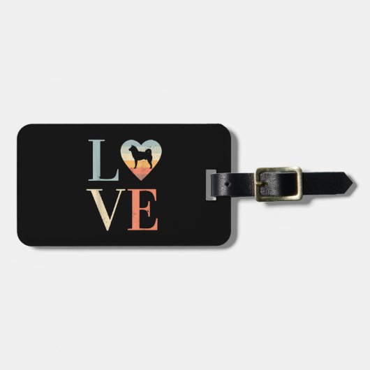Liebe Vintages sibirisches Husky-Geschenk | Valent Gepäckanhänger (Vorderseite horizontal)