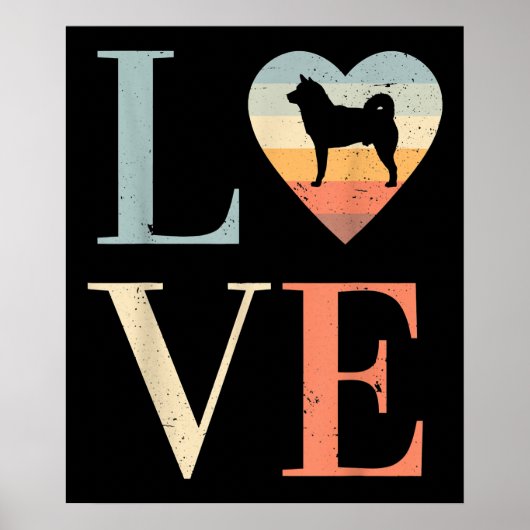 Liebe Vintages sibirisches Husky-Geschenk | Valent Poster (Vorne)