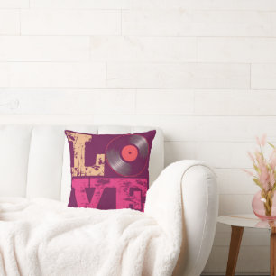 Liebe Vinyl Retro Design Throw Kissen