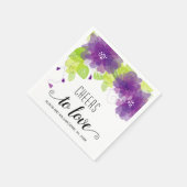 Liebe, violette Blumen, Blumenhochzeit Serviette (Ecke)