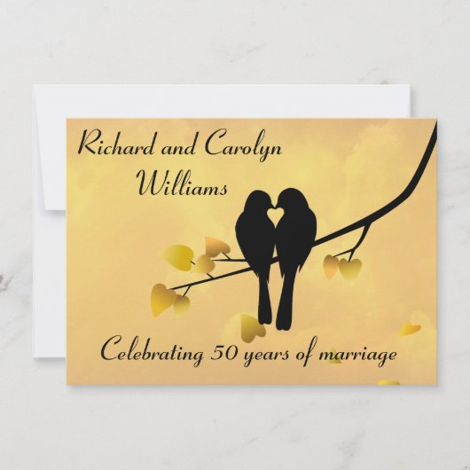 Liebe Vögel 50 Jahre Einladung (Vorderseite)