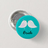 Liebe-Vögel auf Aqua-Braut-Knopf Button (Vorne & Hinten)