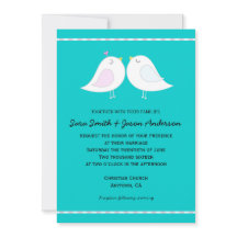 Liebe Vögel auf Aqua Hintergrund Hochzeit Einladun