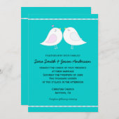 Liebe Vögel auf Aqua Hintergrund Hochzeit Einladun Einladung (Vorne/Hinten)