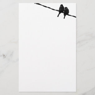 Liebe Vögel auf Wire / Silhouette in B&W Briefpapier