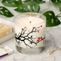 Liebe Vögel auf Zweig - Romantische Kunst des Rote