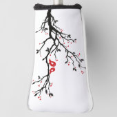 Liebe Vögel auf Zweig - Romantische Kunst des Rote Golf Headcover (Rotieren 90)