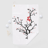 Liebe Vögel auf Zweig - Romantische Kunst des Rote Golfhandtuch (Insitu)