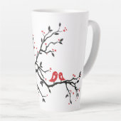 Liebe Vögel auf Zweig - Romantische Kunst des Rote Milchtasse (Rechte Ecke)