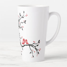 Liebe Vögel auf Zweig - Romantische Kunst des Rote Milchtasse