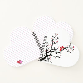 Liebe Vögel auf Zweig - Romantische Kunst des Rote Notizblock