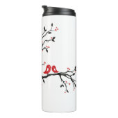 Liebe Vögel auf Zweig - Romantische Kunst des Rote Thermosbecher (Nach rechts gedreht)