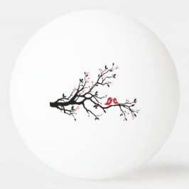 Liebe Vögel auf Zweig - Romantische Kunst des Rote Tischtennisball