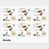 Liebe Vögel & Blume Chinesische Hochzeit Danke © Quadratischer Aufkleber (Blatt)