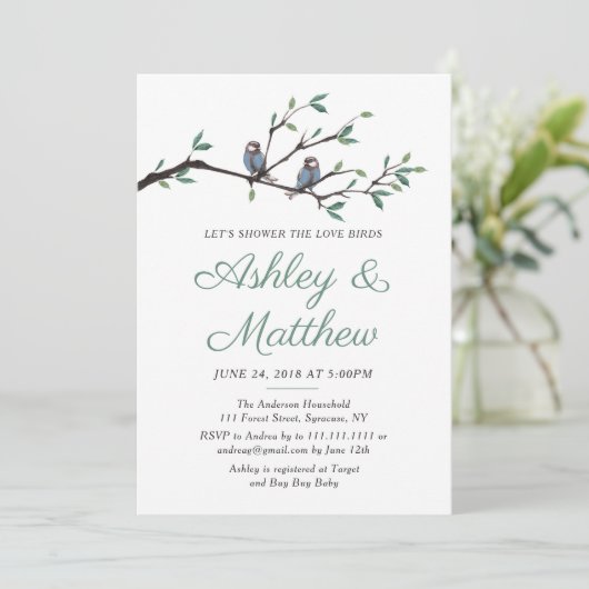 Liebe-Vogel-Brautparty-Einladung Einladung (Stehend Vorderseite)