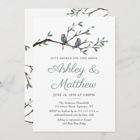 Liebe-Vogel-Brautparty-Einladung Einladung (Vorne/Hinten)