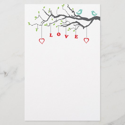 Liebe-Vögel Briefpapier (Vorderseite)