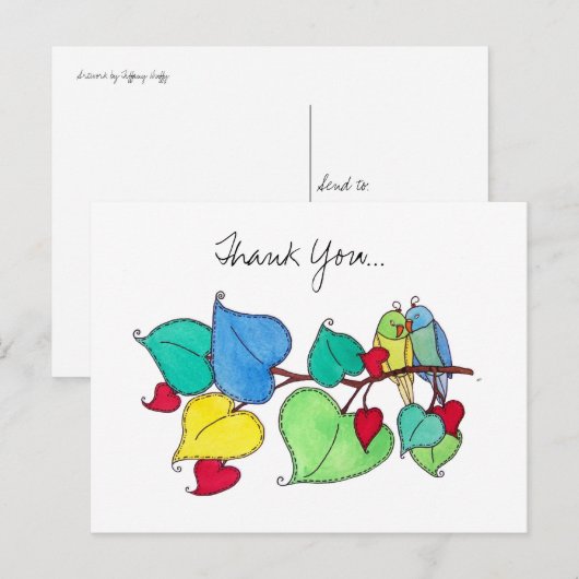Liebe Vögel Danke Postkarte (Vorne/Hinten)