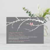 Liebe-Vögel, die Einladung (Rosa, Wedding sind) (Stehend Vorderseite)