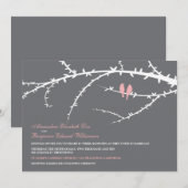 Liebe-Vögel, die Einladung (Rosa, Wedding sind) (Vorne/Hinten)