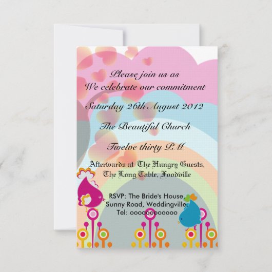 Liebe-Vögel, die Einladung Wedding sind (Rückseite)