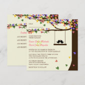 Liebe-Vogel-fallender bunter Herz-Eichen-Baum Einladung (Vorne/Hinten)