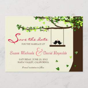 Liebe-Vogel-fallender Herz-Eichen-Baum Save the Save The Date